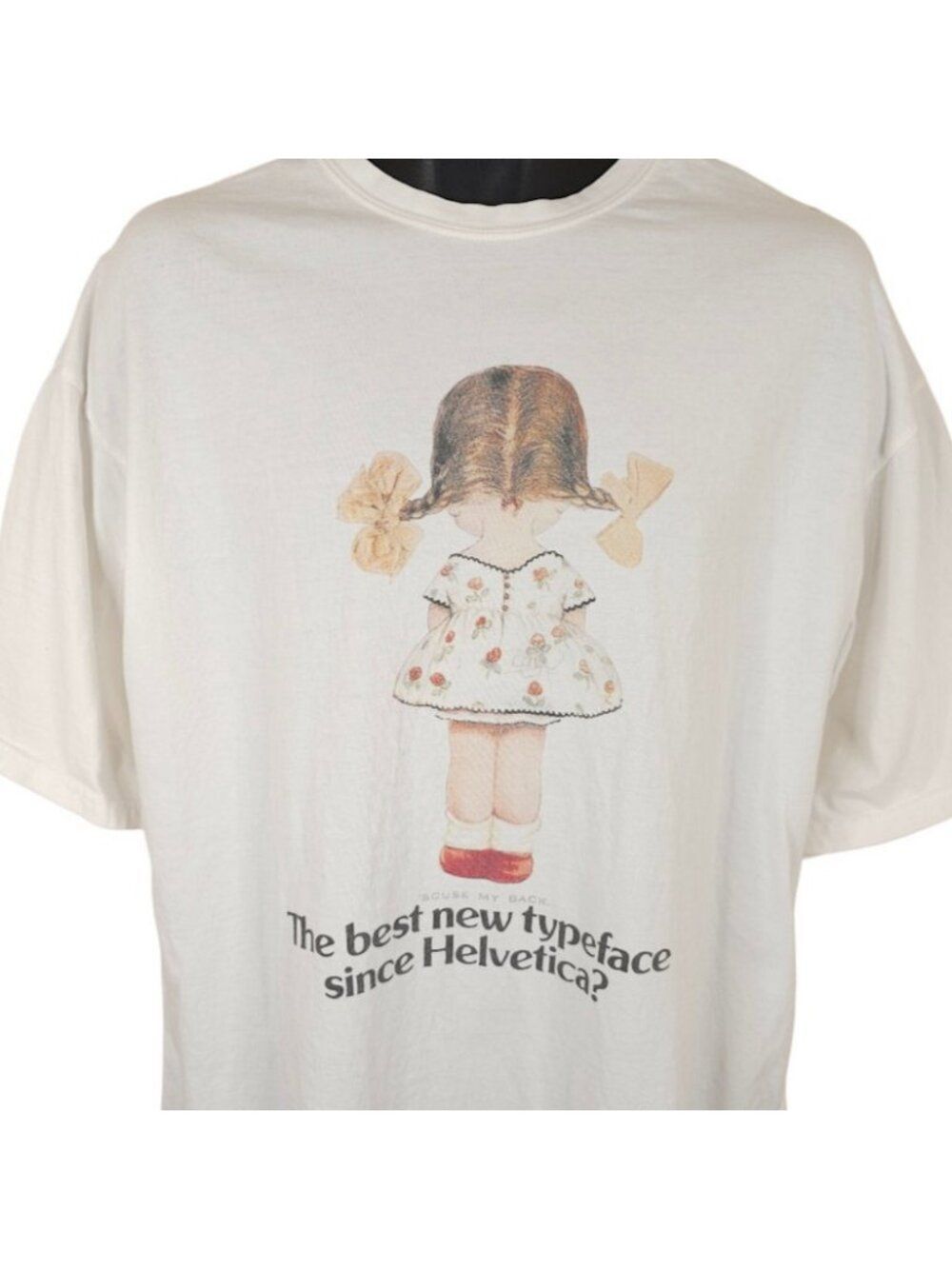 Mabel Lucie Attwell T Shirt Mens Size XL White Scuse My Back Helvetica Art Tee